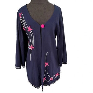 Rising International One Button Lettuce Hem Cotton Knit Jacket S/M